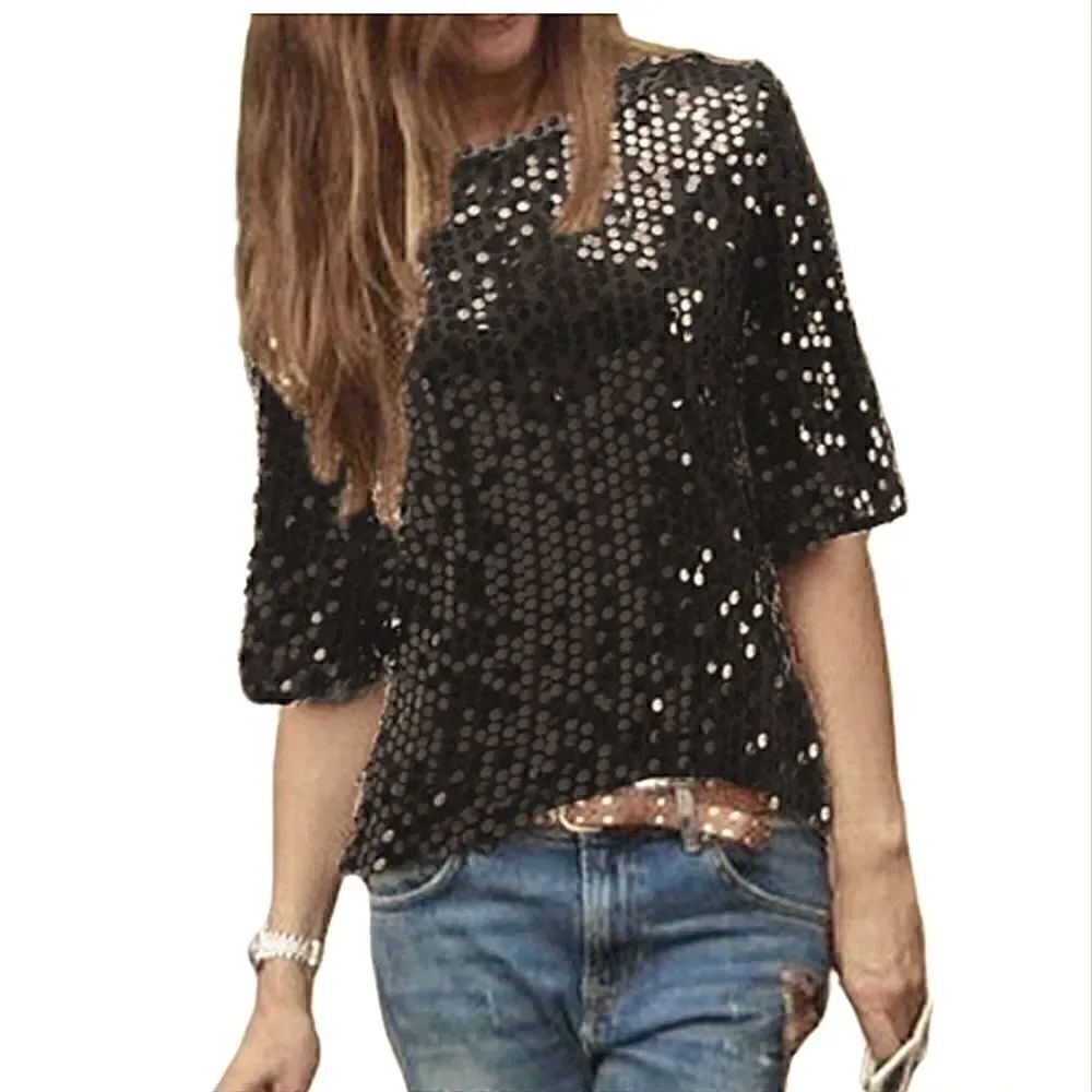 J CREW Sequined Boatneck Top